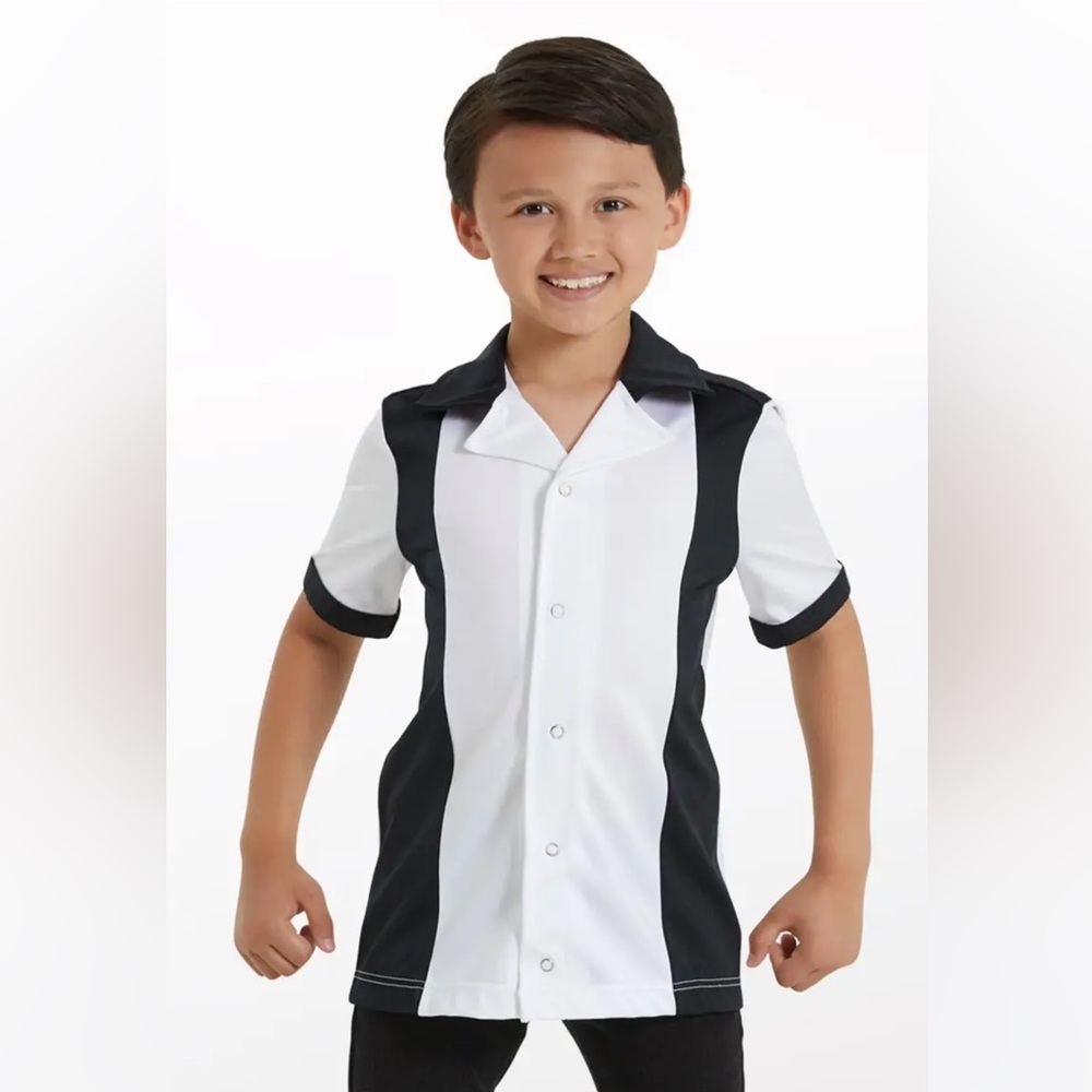 Weissman’s Grease Lightnin’ Kids Black and White Dance Shirt size LC and XLC.